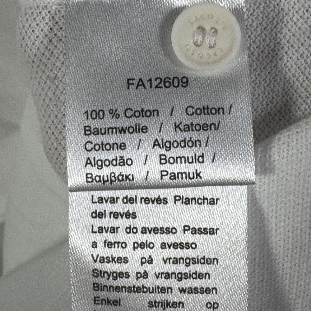 Lacoste Polo Shirt Mens 3XL 8 White Regular Fit Pique Cotton Short Sleeve - Picture 6 of 10